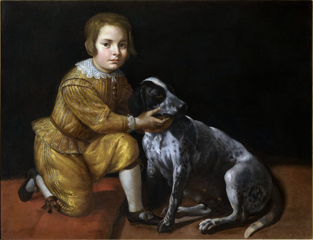 Portret van een jongen met een hond door Domenico Fiasella