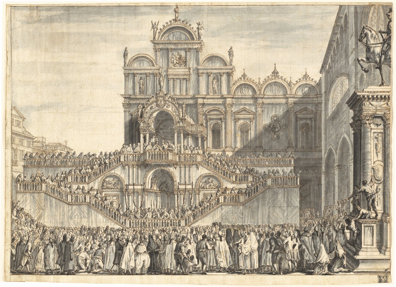 Campo San Zanipolo Versierd voor het Bezoek van Pius VI door Domenico Fossati