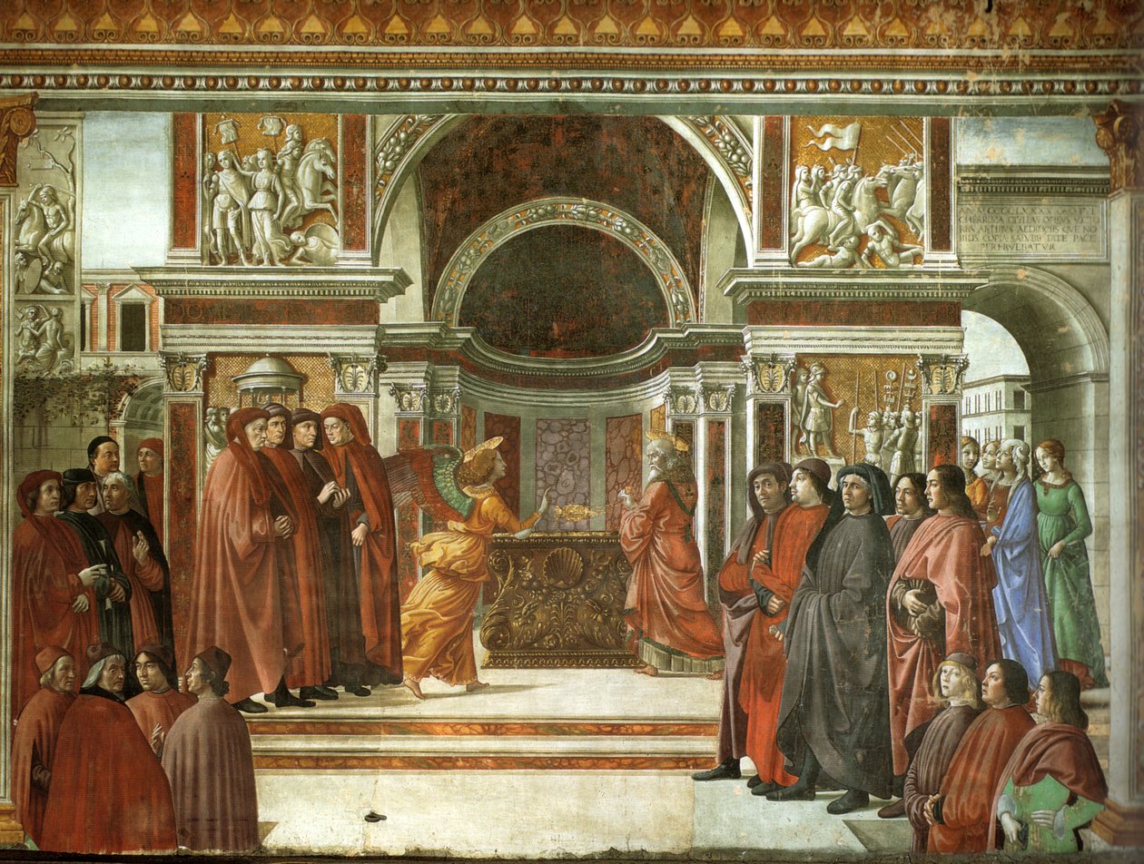 Verschijning van de engel aan Zacharias door Domenico Ghirlandaio