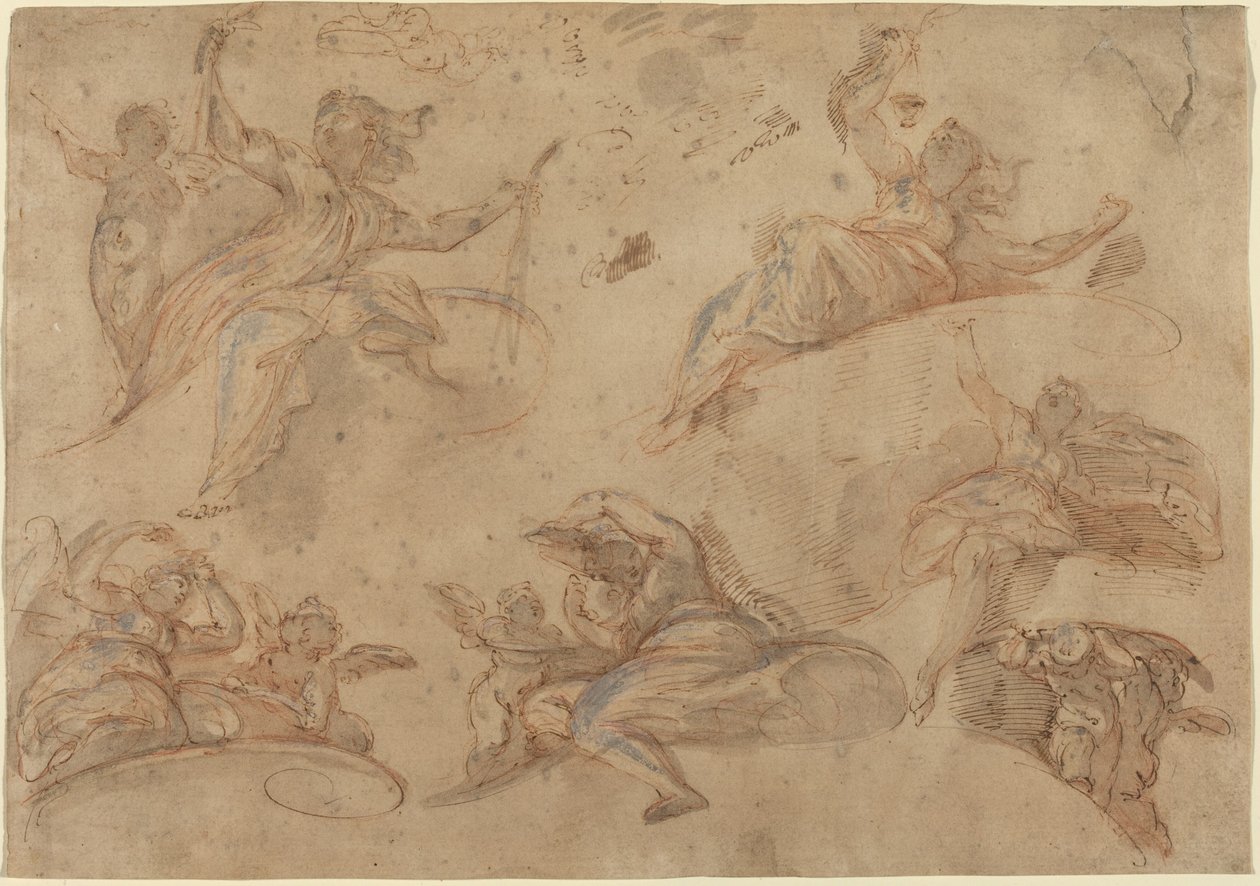 Allegorische Figuren van Onderaf Gezien door Domenico Maria Canuti