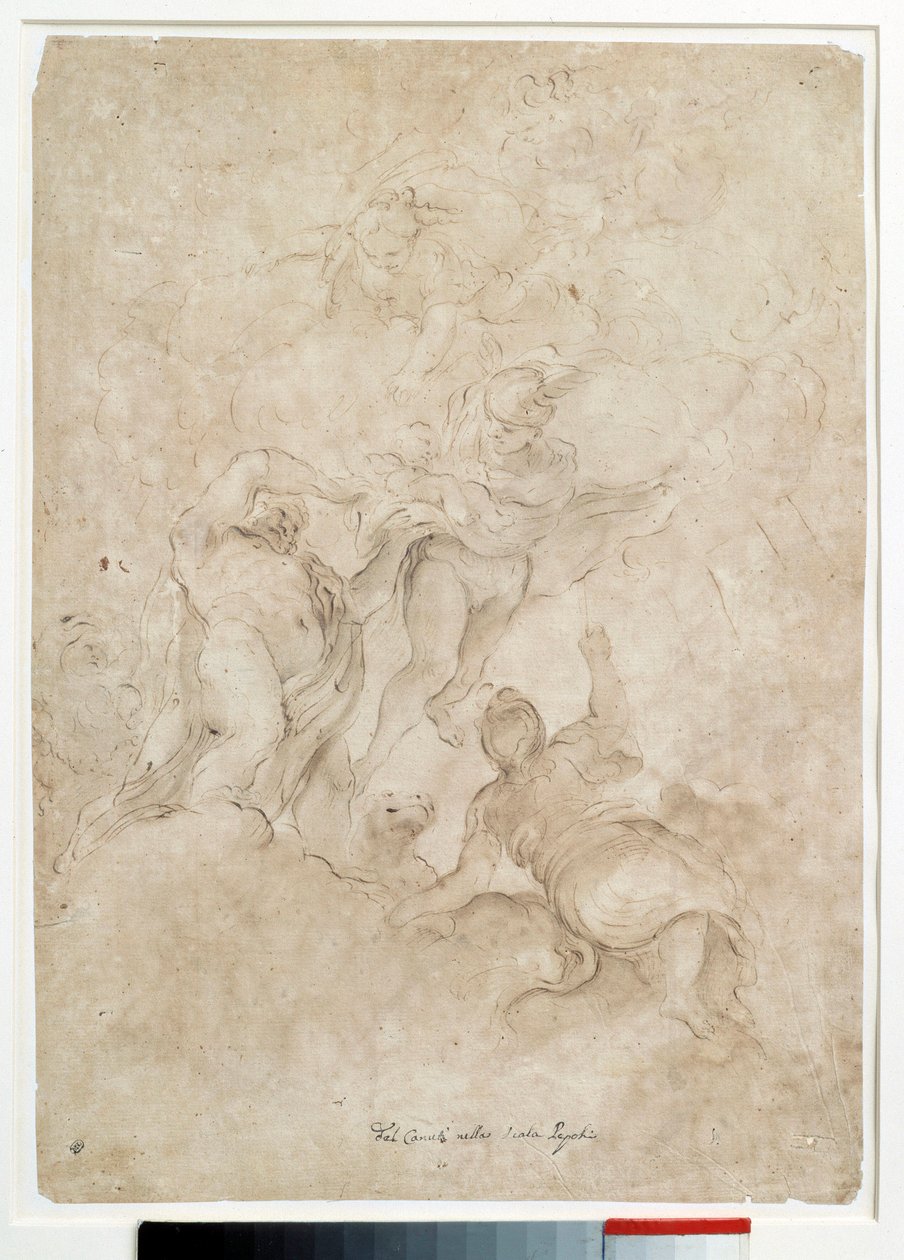 Jupiter vertrouwt Bacchus toe aan Mercurius door Domenico Maria Canuti