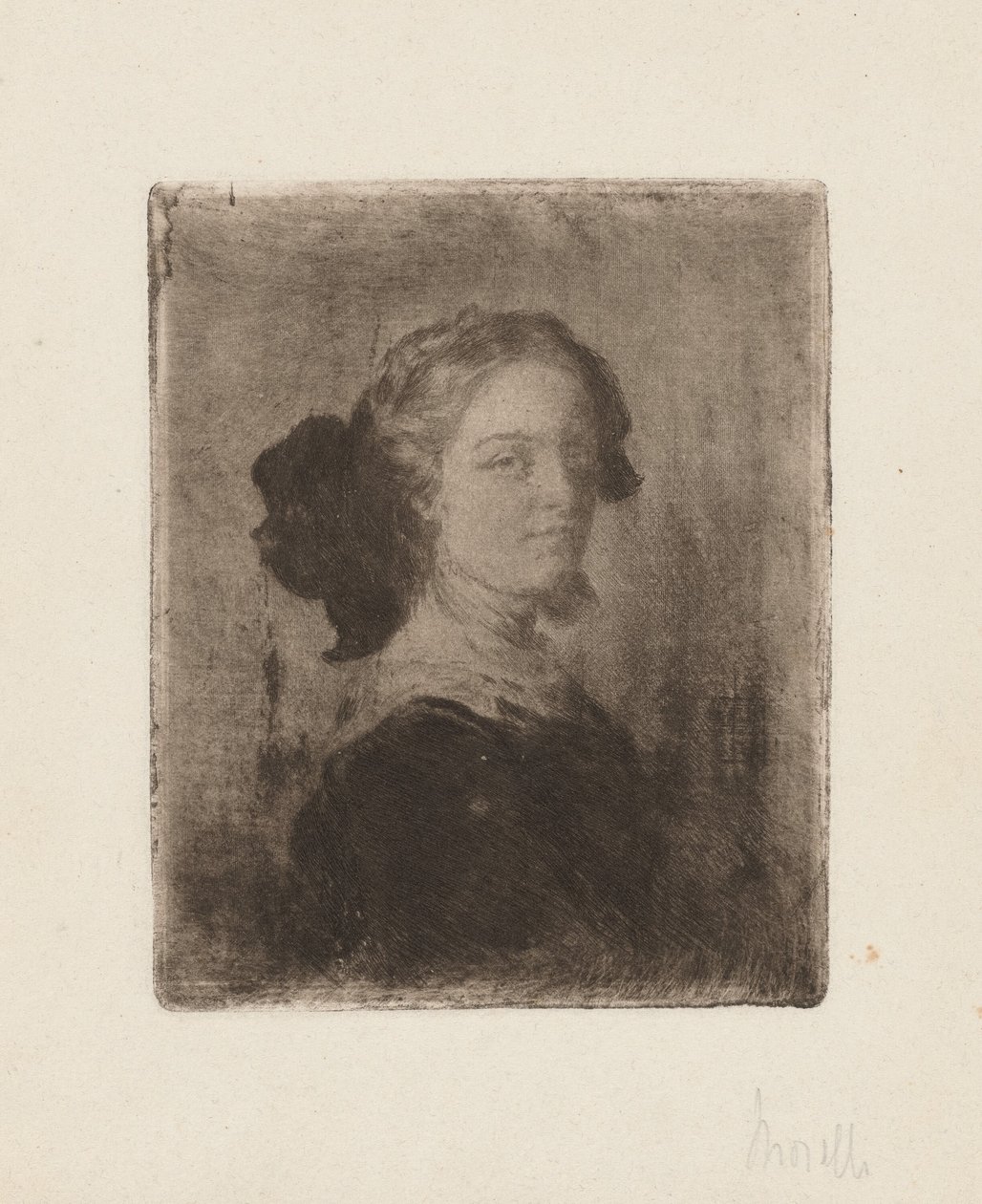 Een jonge vrouw met een strik in haar haar door Domenico Morelli