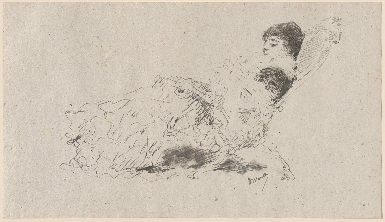 Eleonora, de dochter van de kunstenaar, liggend op een chaise-longue door Domenico Morelli