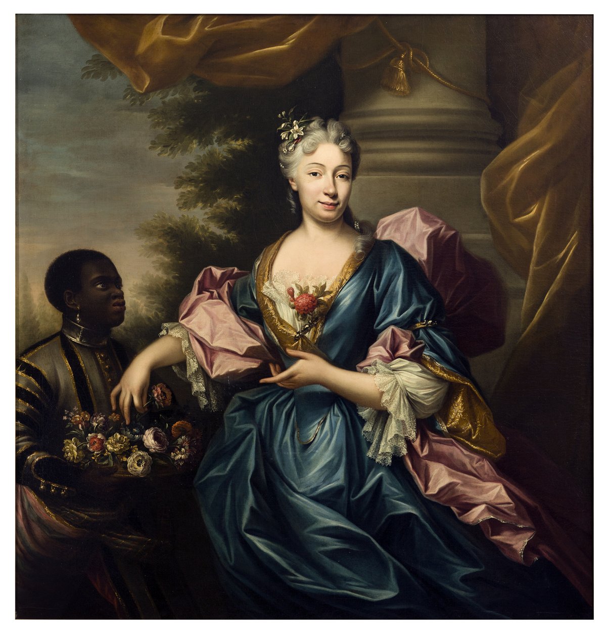 Portret van dame met bediende door Domenico Parodi