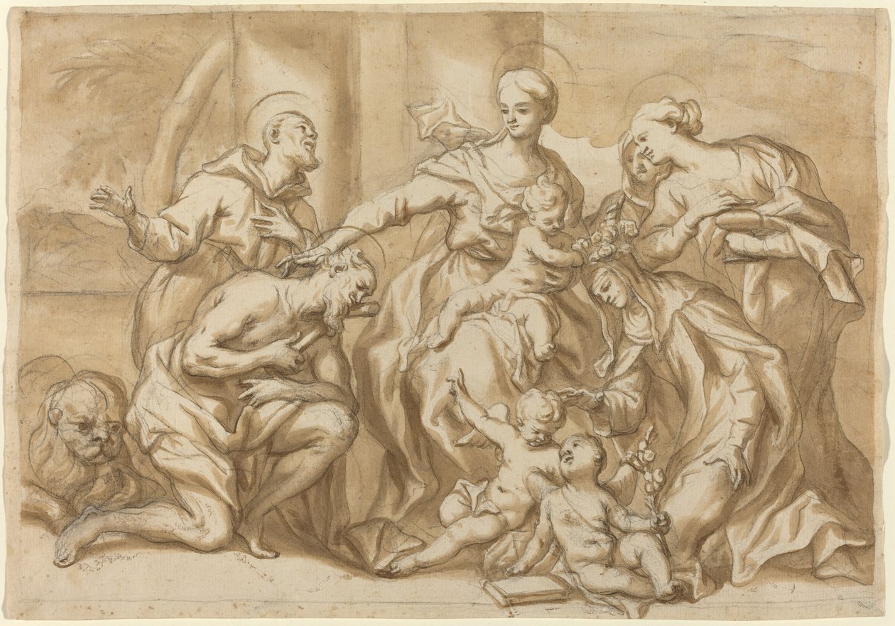Madonna Omringd door Heiligen door Domenico Piola