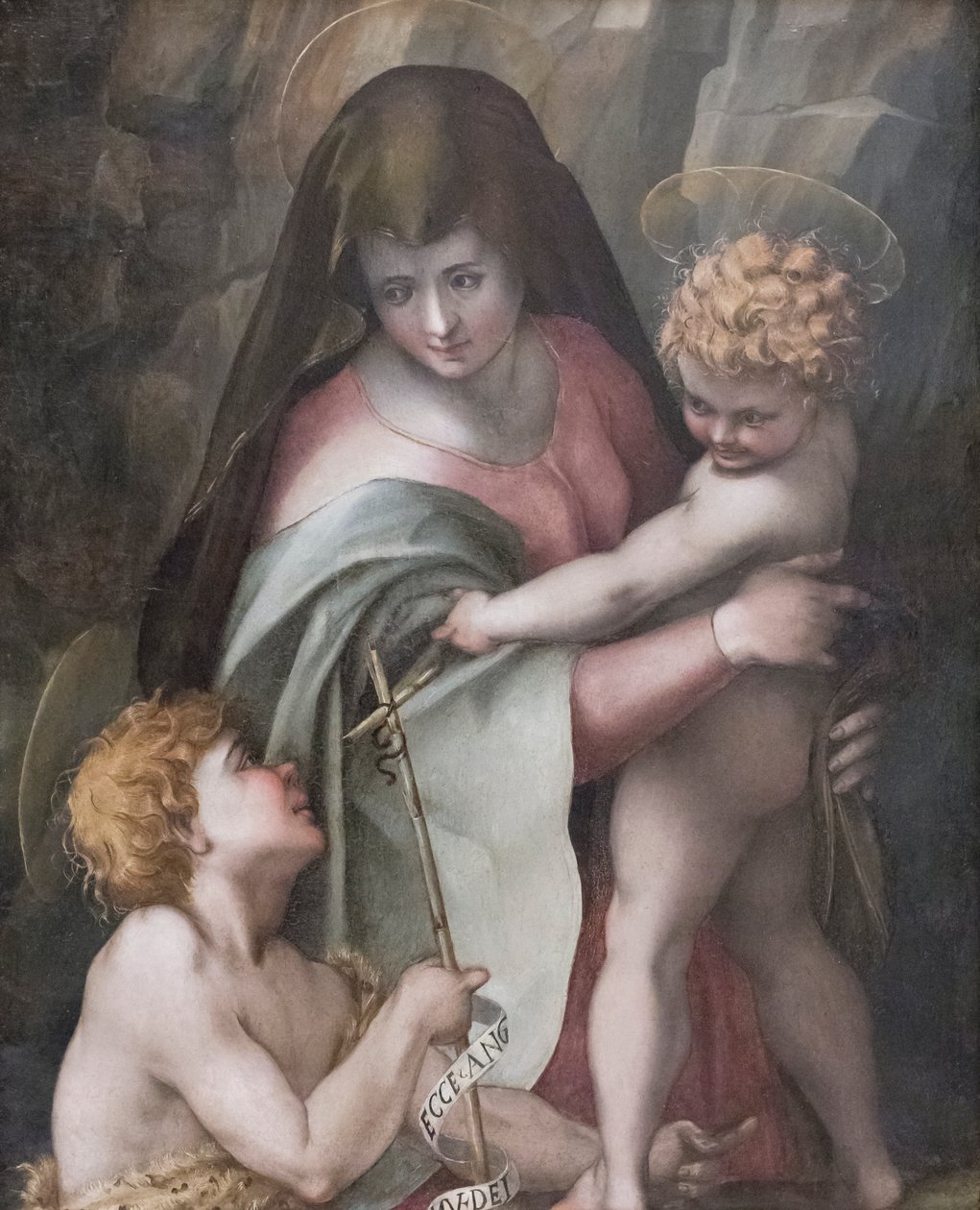 Madonna en Kind met de Jonge Sint Jan, Domenico Puligo door Domenico Puligo