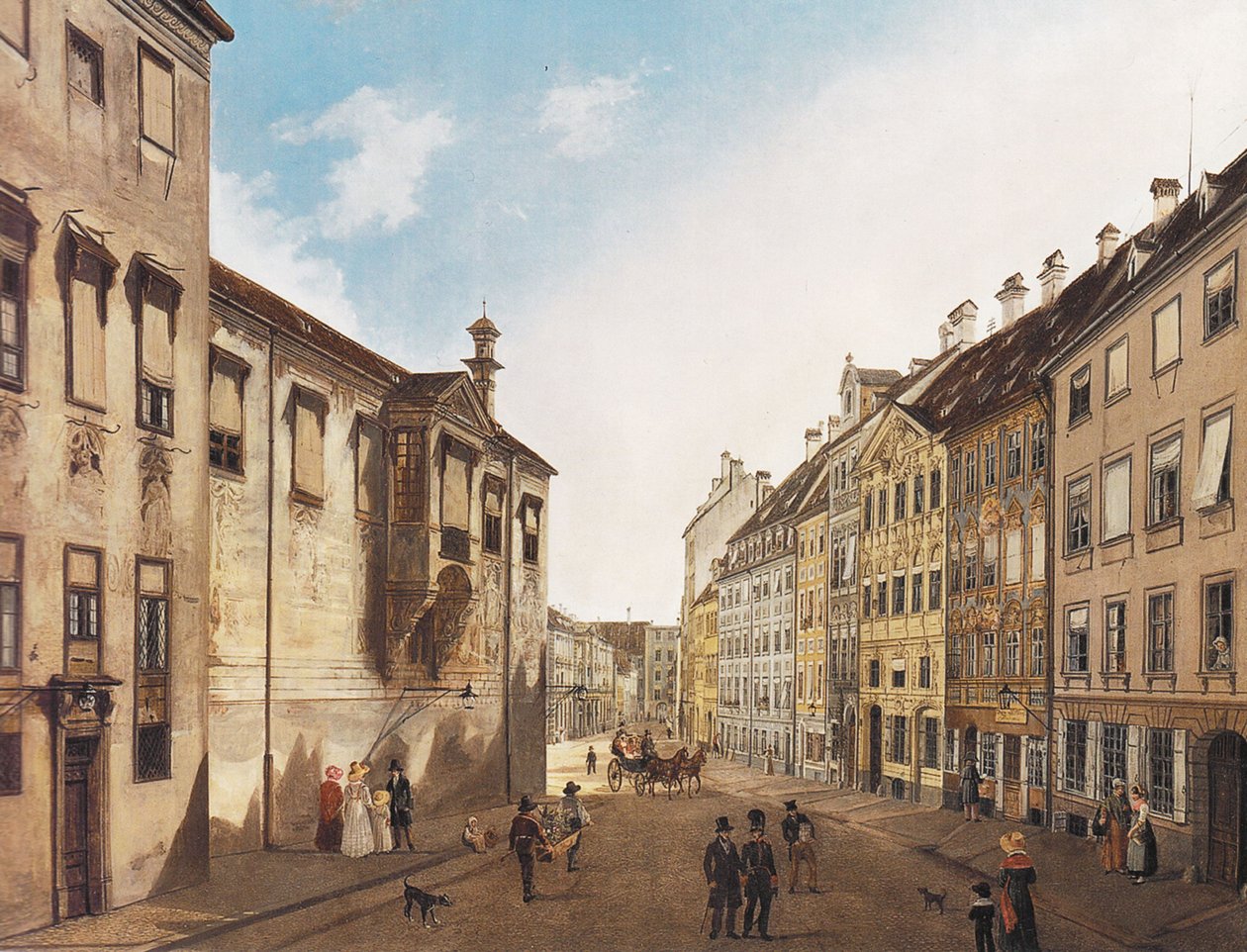 De Residenzstraße richting de Max-Joseph-Platz in 1826 door Domenico Quaglio the Younger
