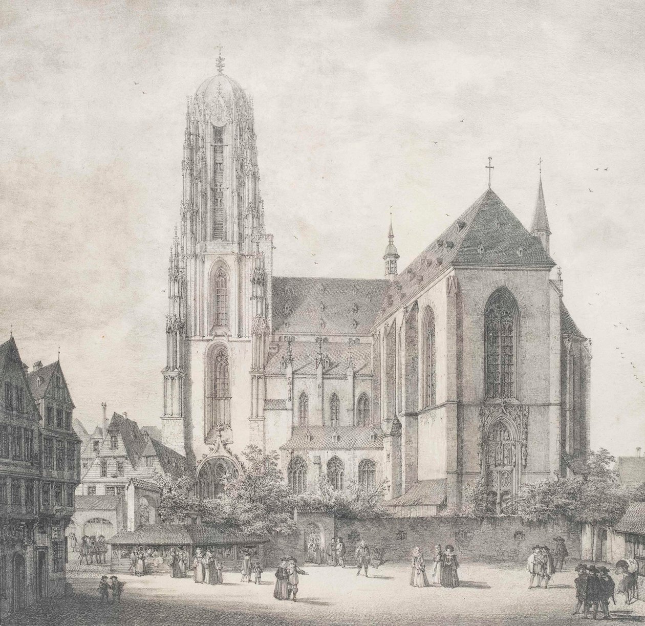Litho - Frankfurt - Keizerlijke Dom - Quaglio - 1819 door Domenico Quaglio the Younger