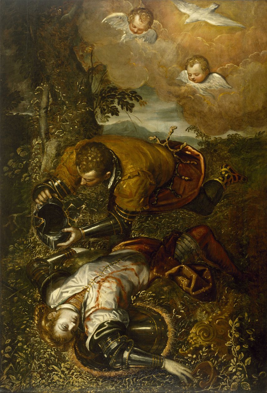 Tancred doopt Clorinda door Domenico Tintoretto
