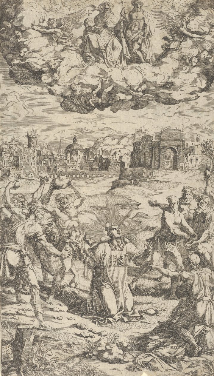 De Steniging van Sint Stefanus, 16e eeuw door Domenico del Barbiere