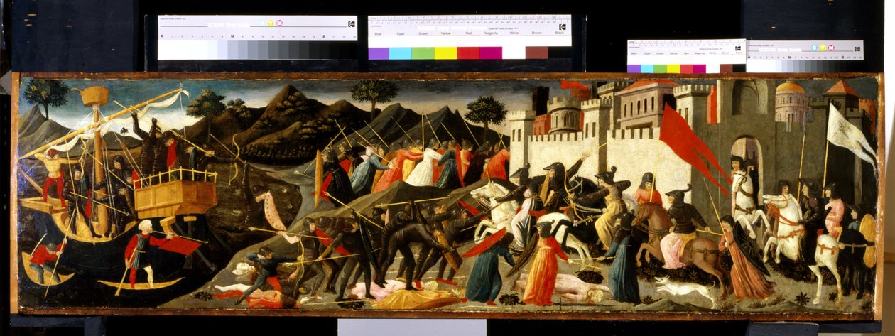 Slag van Camilla en Aeneas door Domenico di Michelino