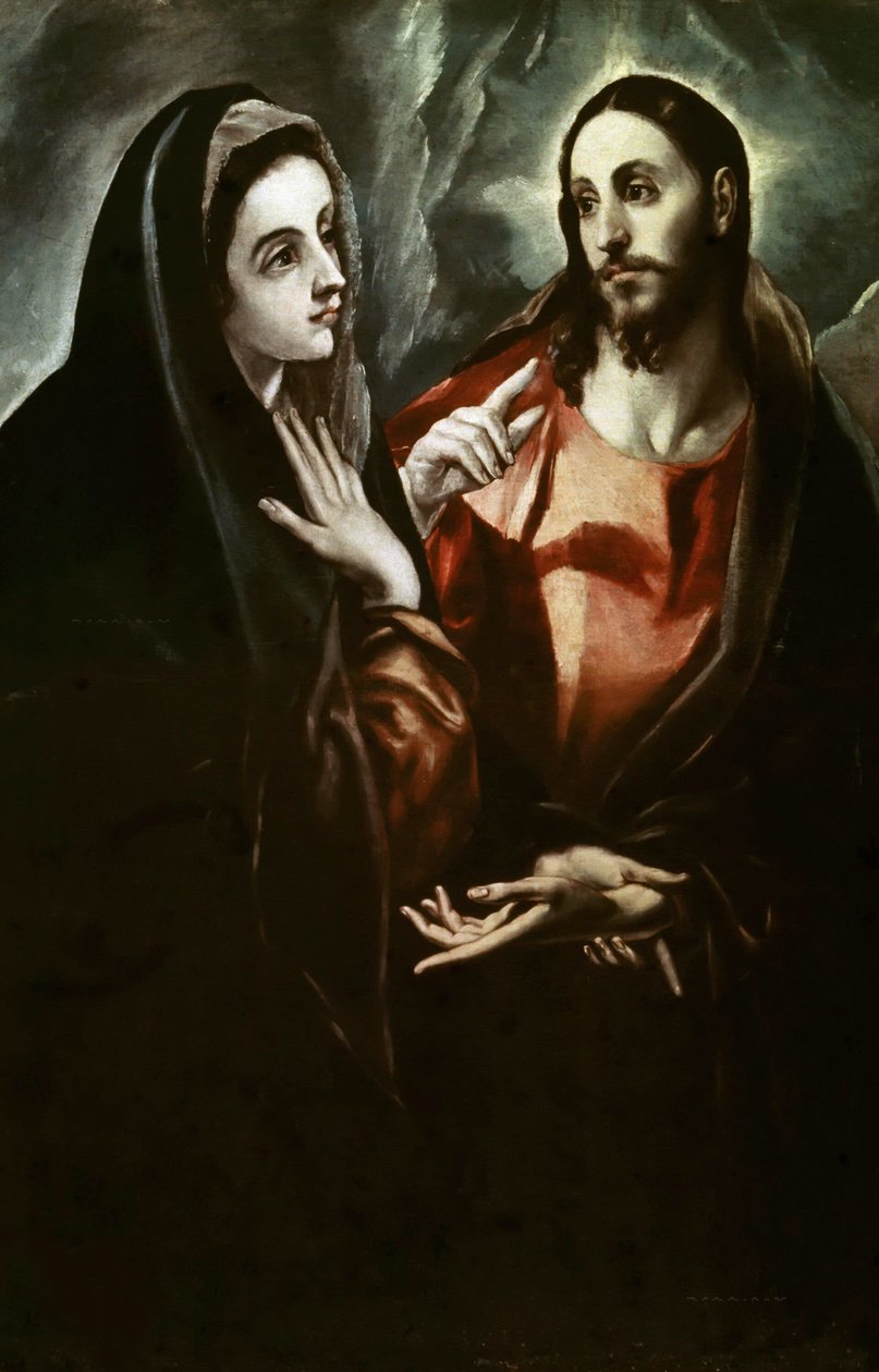 Christus neemt afscheid van zijn Moeder, ca. 1600 door Dominico El Greco