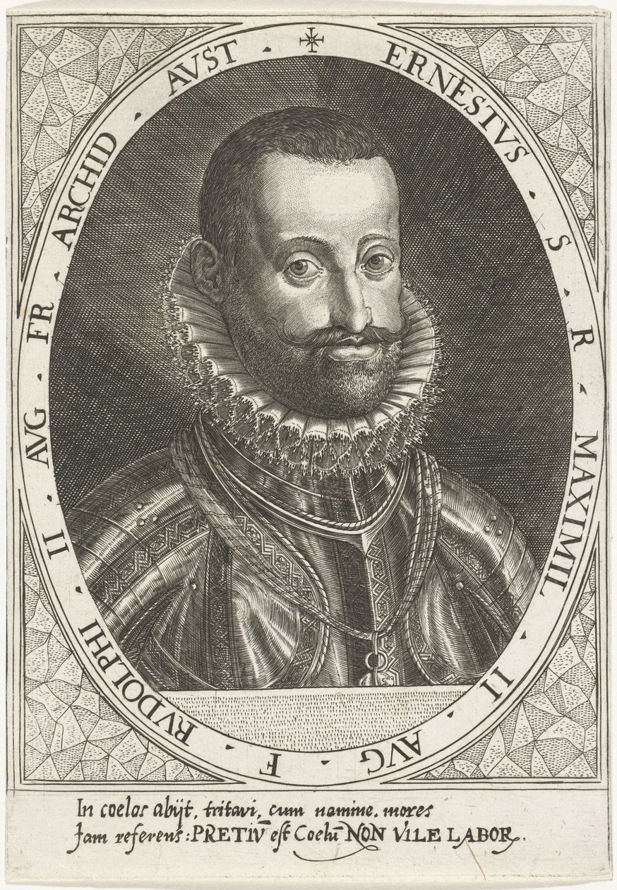 Portret van aartshertog Ernst van Oostenrijk 1553-1595, ca. 1595-1597 door Dominicus or Custodis Custos