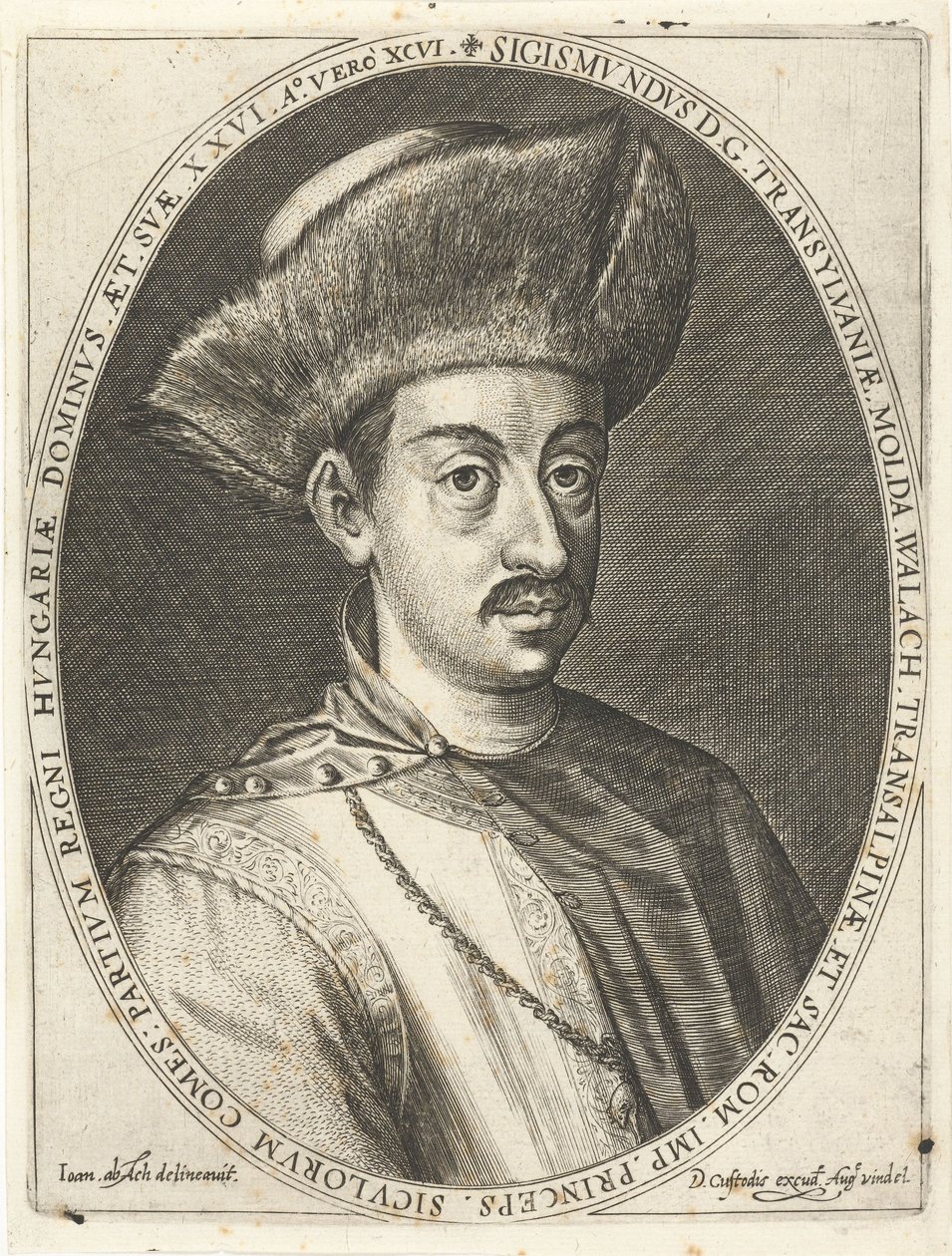 Sigismund Bathory 1572-1613, Prins van Transsylvanië. Uit Atrium heroicum, Augsburg 1600-1602 door Dominicus or Custodis Custos
