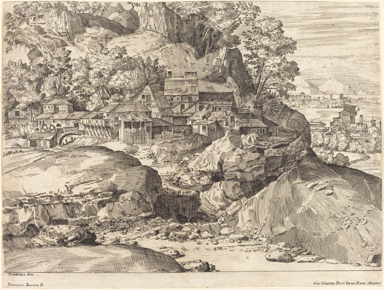 Landschap met een molen, ca. 1650 door Dominique Barriere