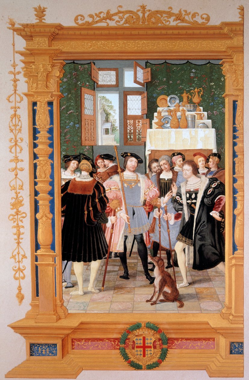 Etienne Leblanc presenteert aan Anne de Montmorency zijn vertaling van de redevoering van Cicero (1531) door Dominique Henri Guifard