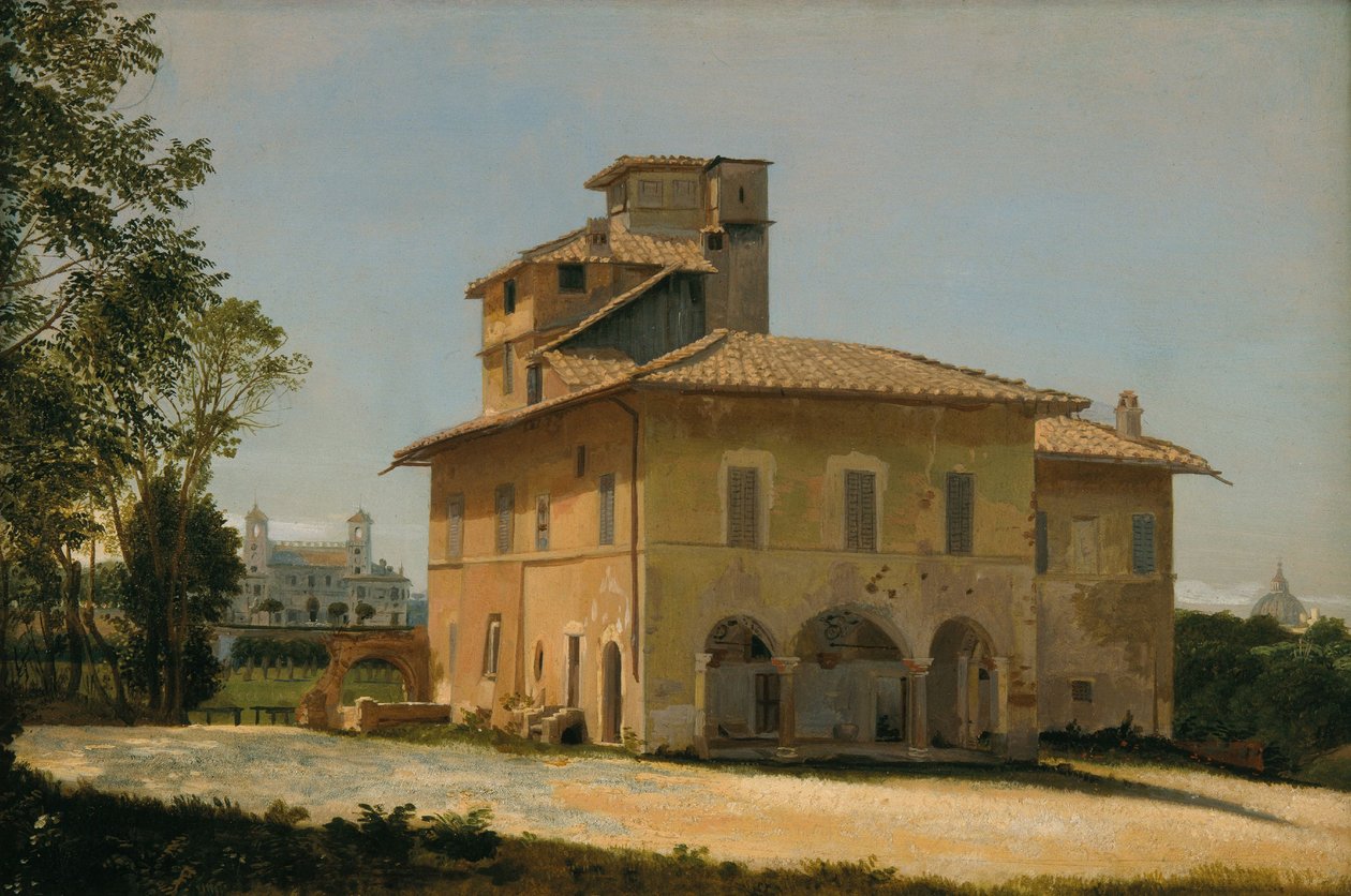 De villa van Rafaël in Rome, ca. 1837-40 (olieverf op papier op doek) door Dominique Louis Papety