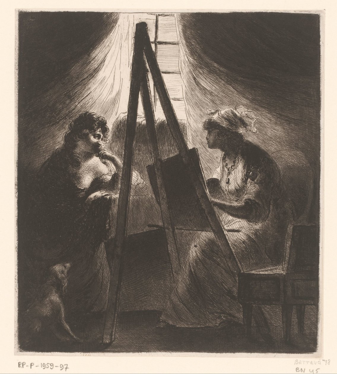 Elisabeth Vigée-Le Brun een vrouw portretterend door Dominique Vivant Denon (baron)