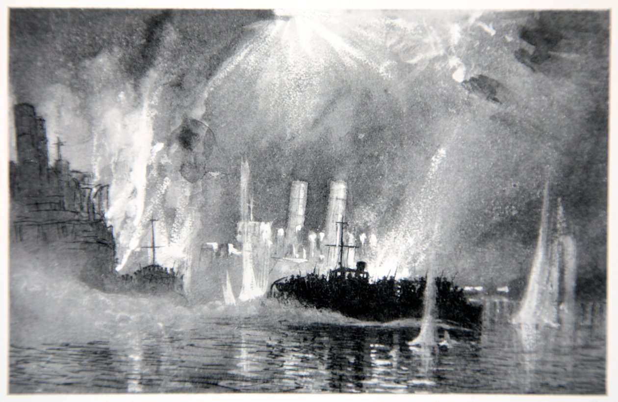 Motorlanceringen redden bemanningen van de blokkadeschepen bij Zeebrugge, illustratie uit 