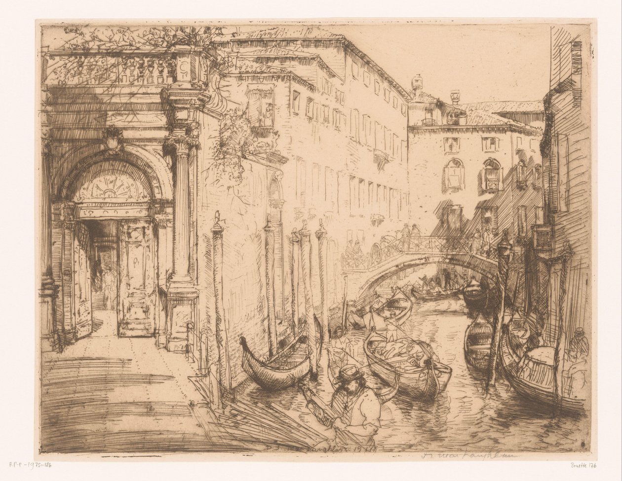 Gezicht in Venetië 1911 (Het witte paleis) door Donald Shaw MacLaughlan (signed by artist)