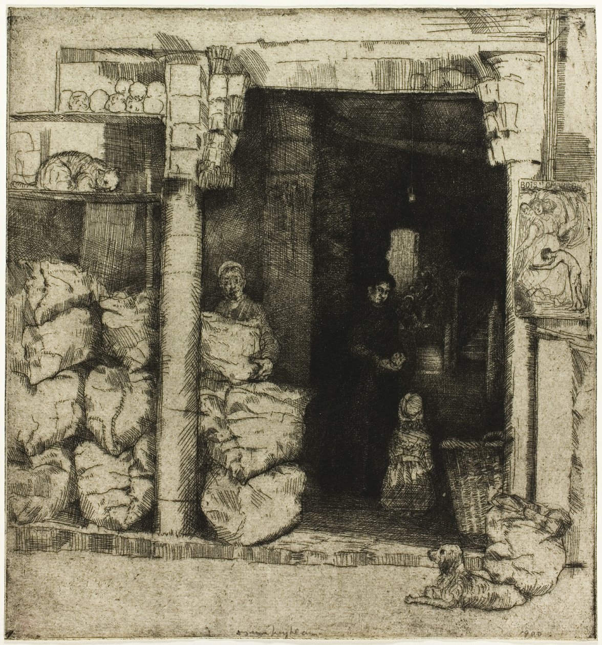 Interieur van een kolenwinkel door Donald Shaw MacLaughlan