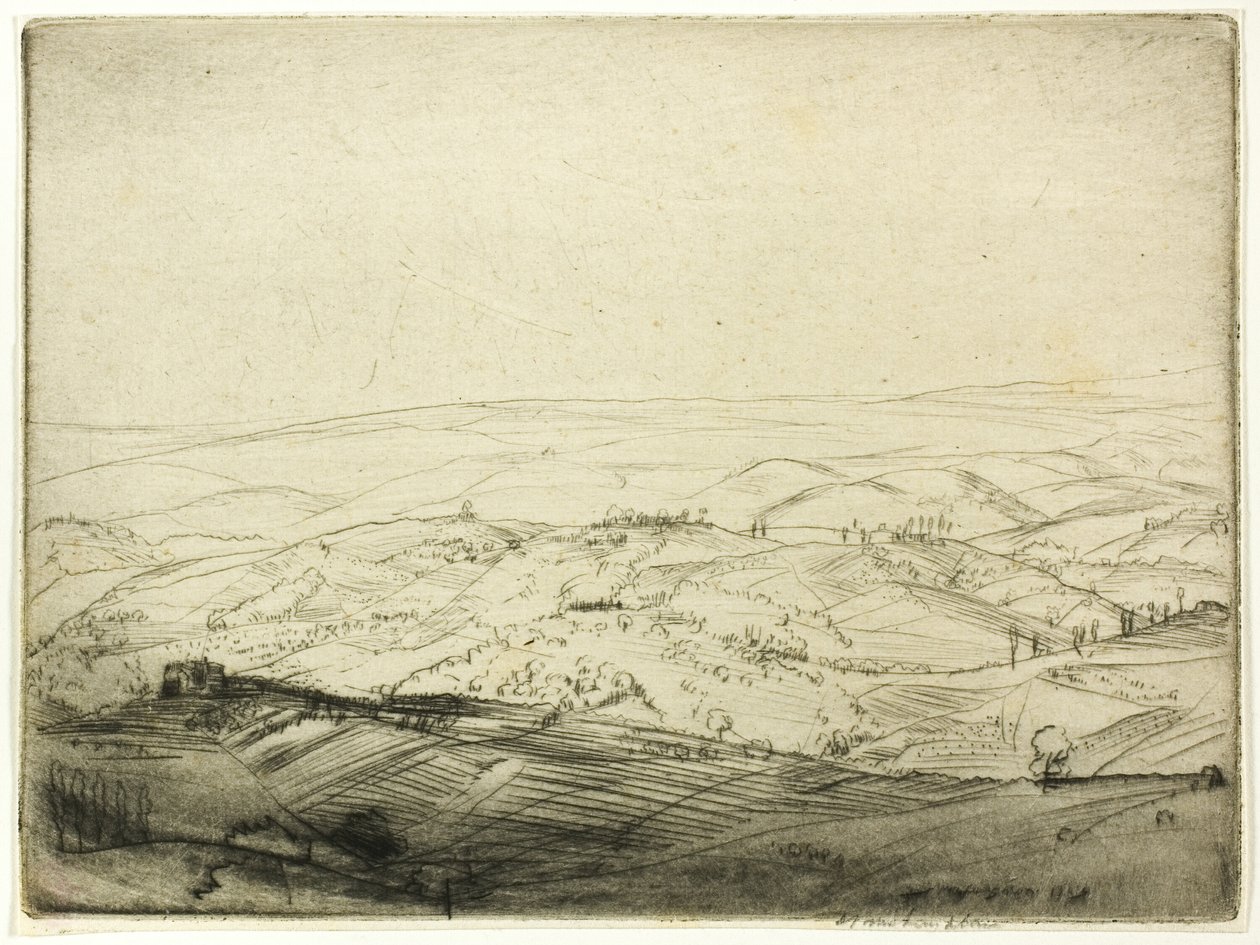 Schets van de muren van San Gimignano door Donald Shaw MacLaughlan