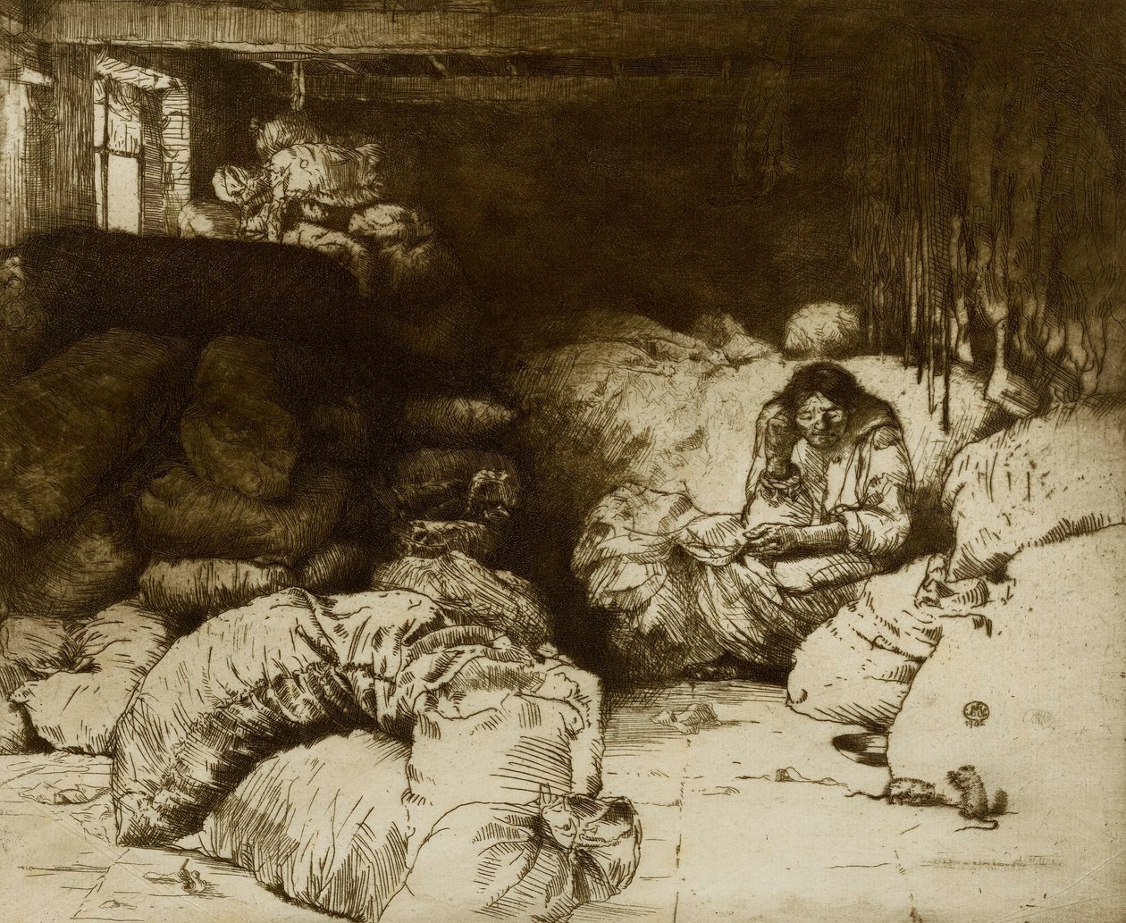 De slapende voddenverkoper door Donald Shaw MacLaughlan