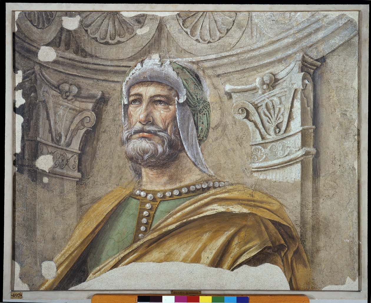 Man van Wapens met Baard en Helm door Donato Bramante