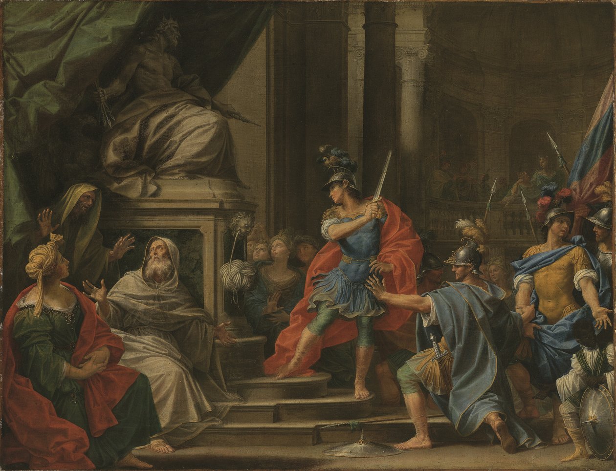 Alexander die de Gordiaanse Knoop doorknipt (olieverf op doek) door Donato Creti