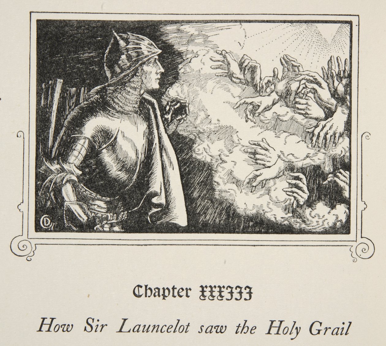 Hoe Sir Launcelot de Heilige Graal zag, illustratie uit 