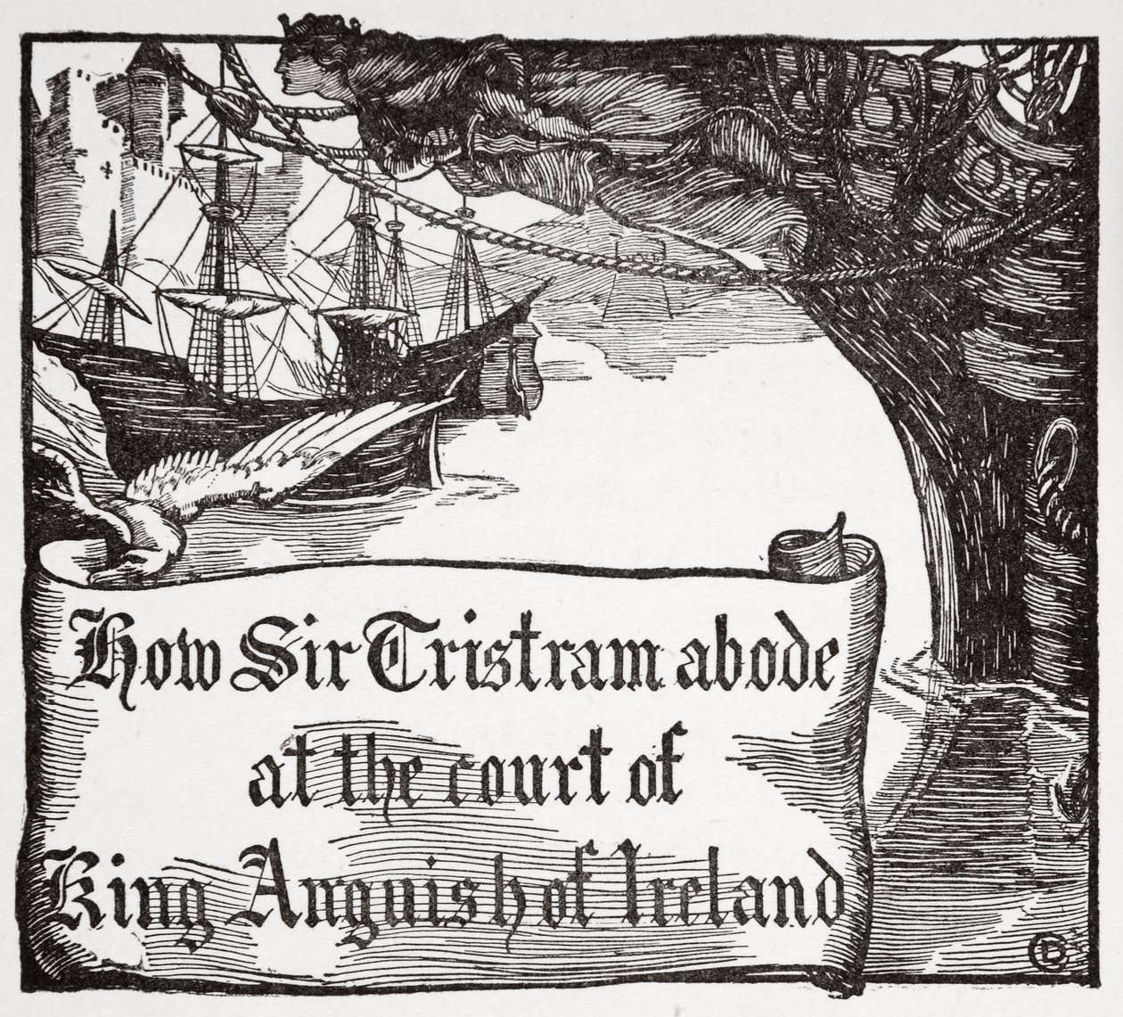 Hoe Tristram verbleef aan het hof van koning Anguish van Ierland door Dora Curtis