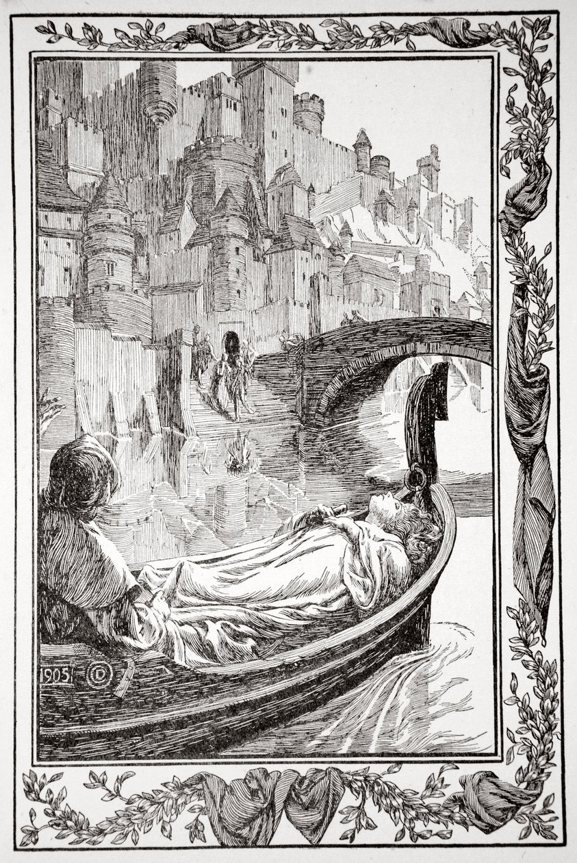 De schuit dreef de rivier af, 1905 door Dora Curtis