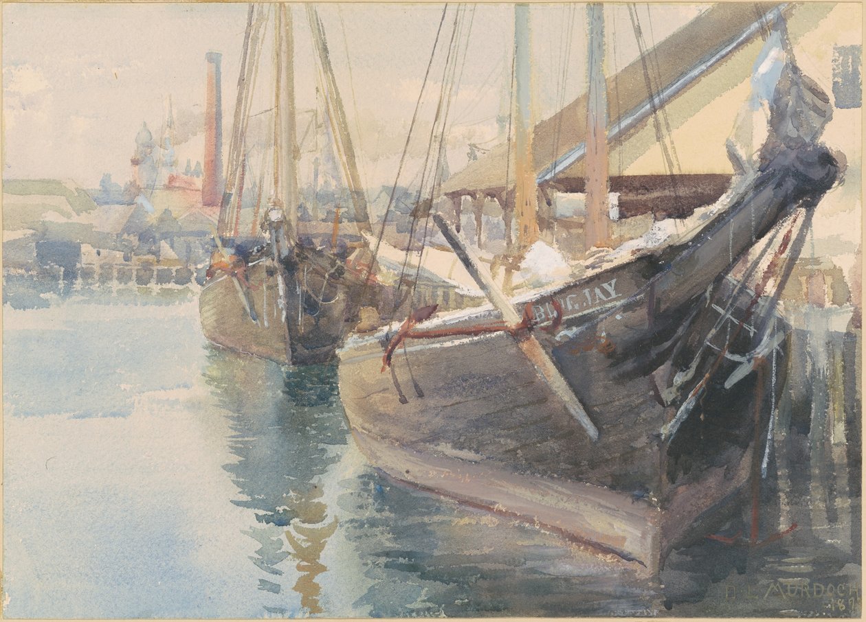Schepen aan de Kade door Dora Louise Murdoch