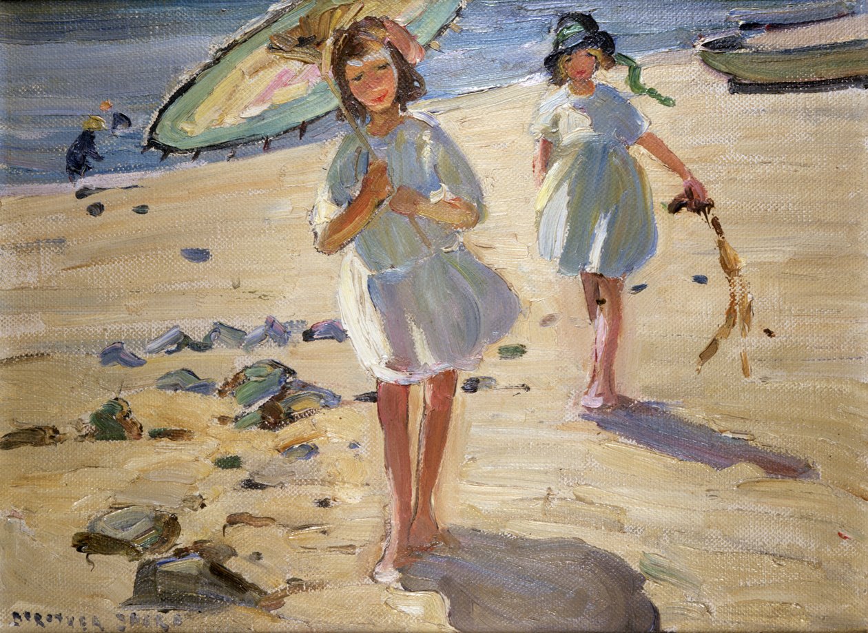 Vrienden op het strand (olieverf op doek) door Dorothea Sharp