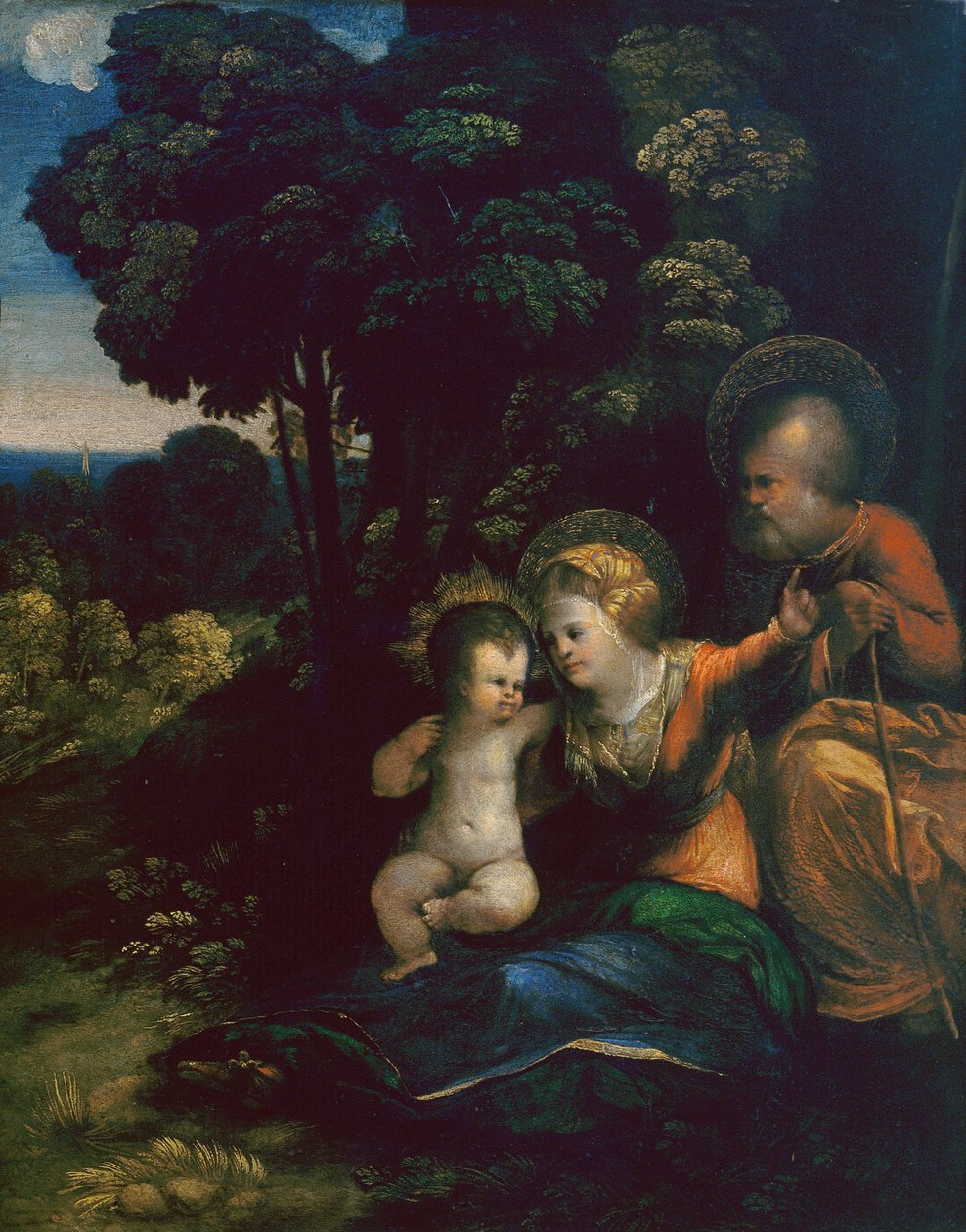 Rust tijdens de vlucht naar Egypte, door Dosso Dossi, in de Uffizi Galerij in Florence door Dosso Dossi