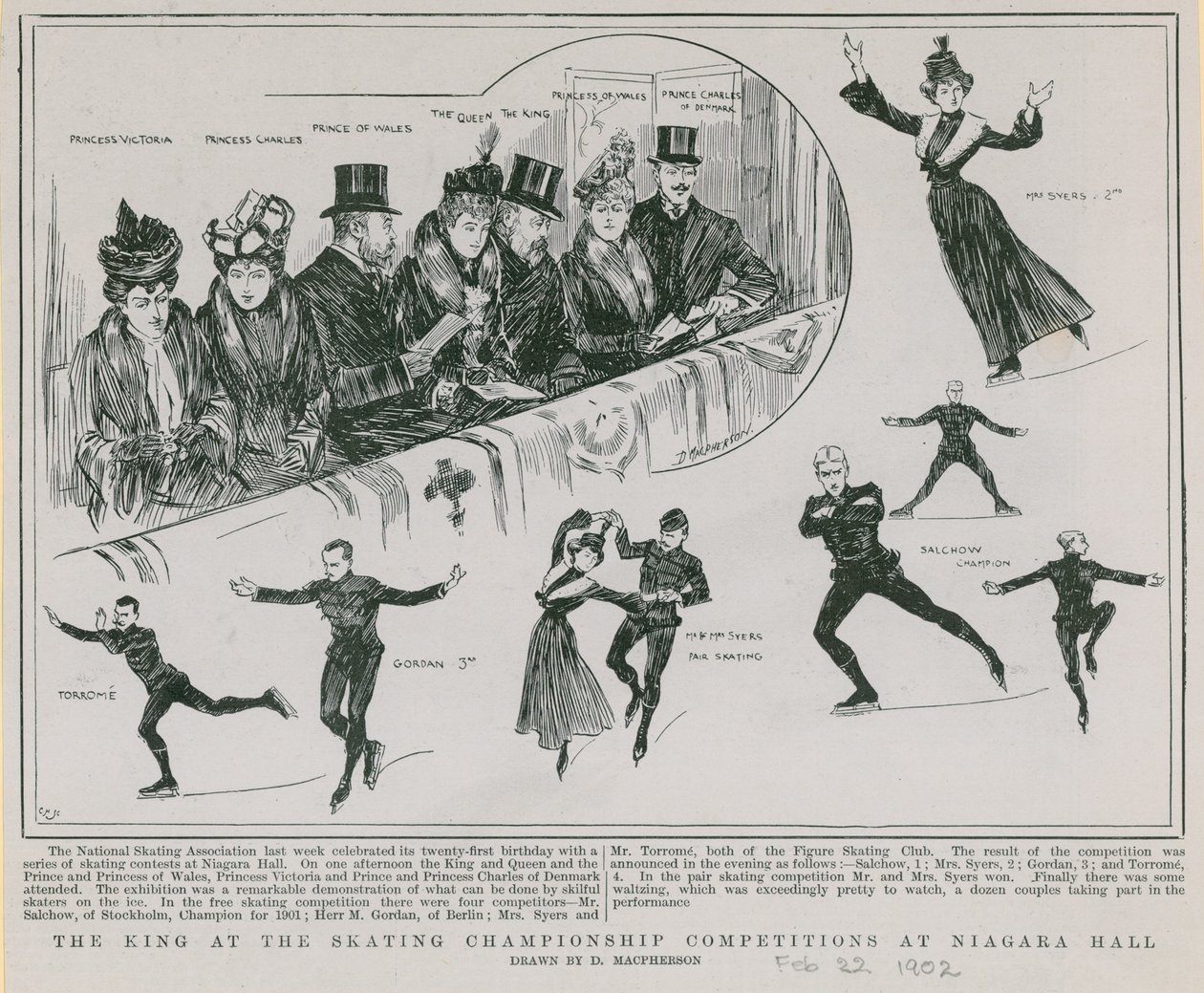 Schaatskampioenschappen in Niagara Hall (gravure) door Douglas Macpherson