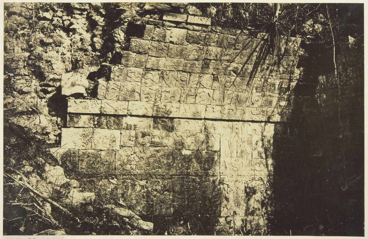 Circuspaleis in Chichen-Itza, Interieur van een kamer door Désiré Charnay