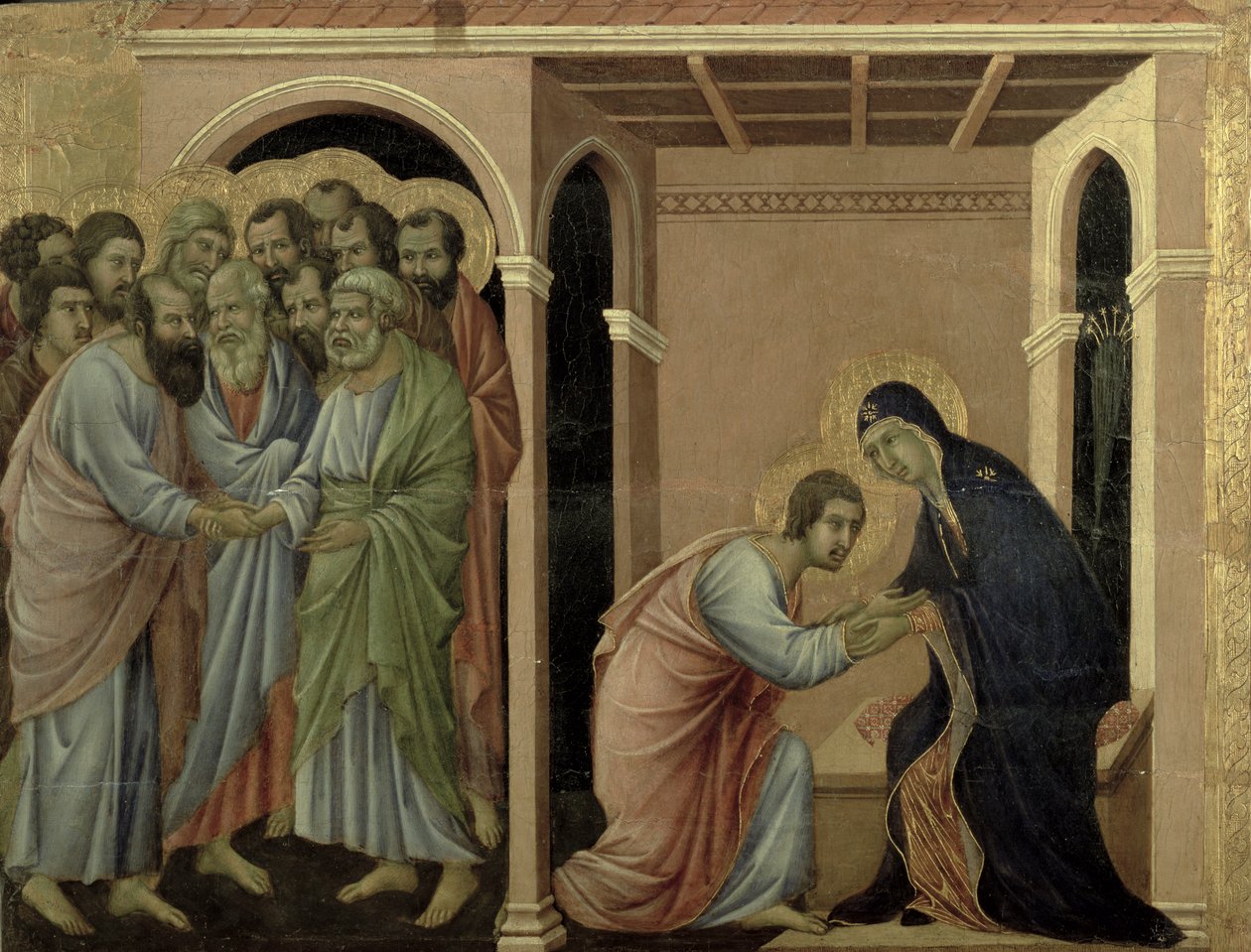 Maesta: De Maagd Neemt Afscheid van St. Johannes door Duccio di Buoninsegna