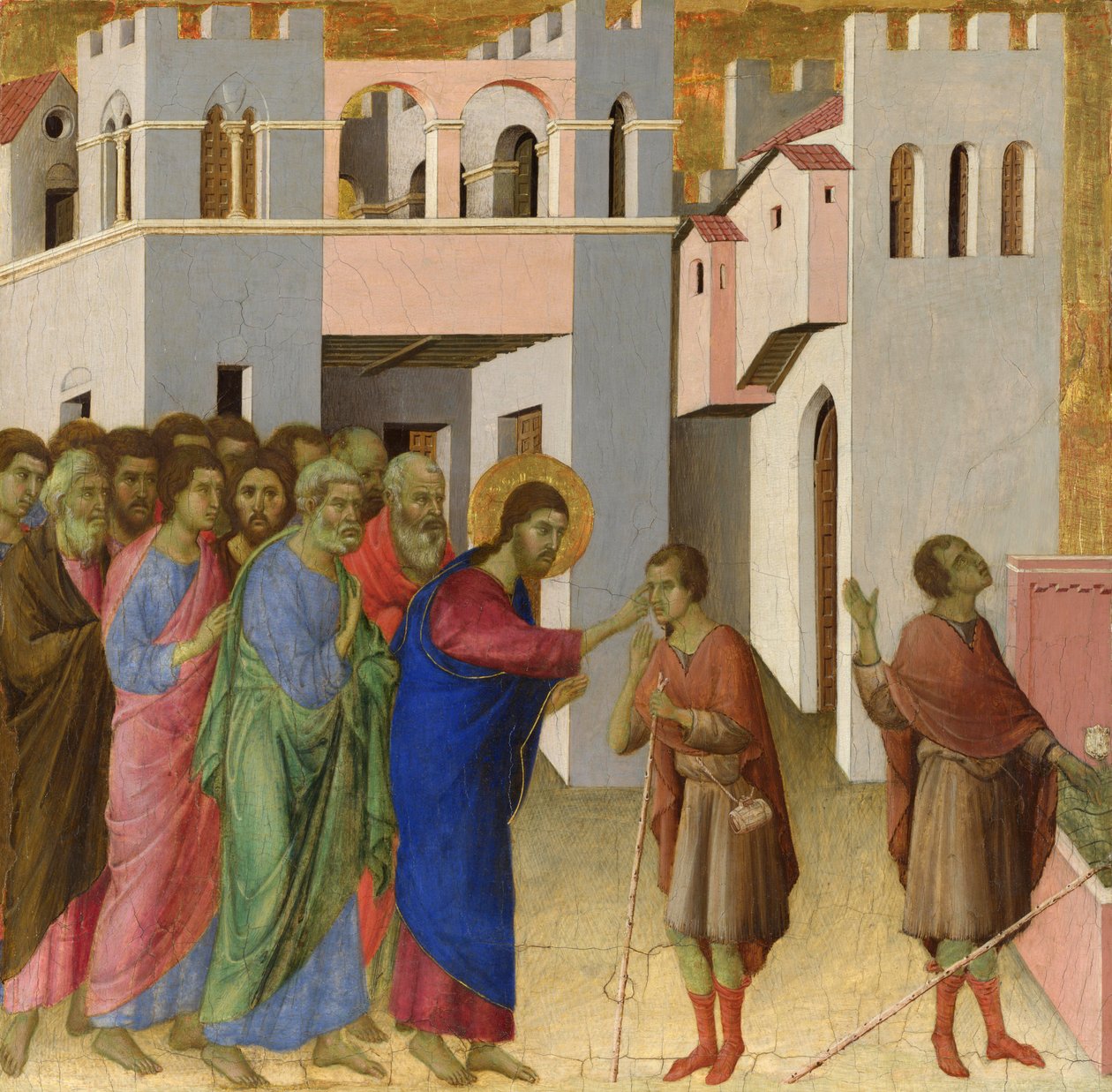 De genezing van een blindgeboren man door Duccio di Buoninsegna
