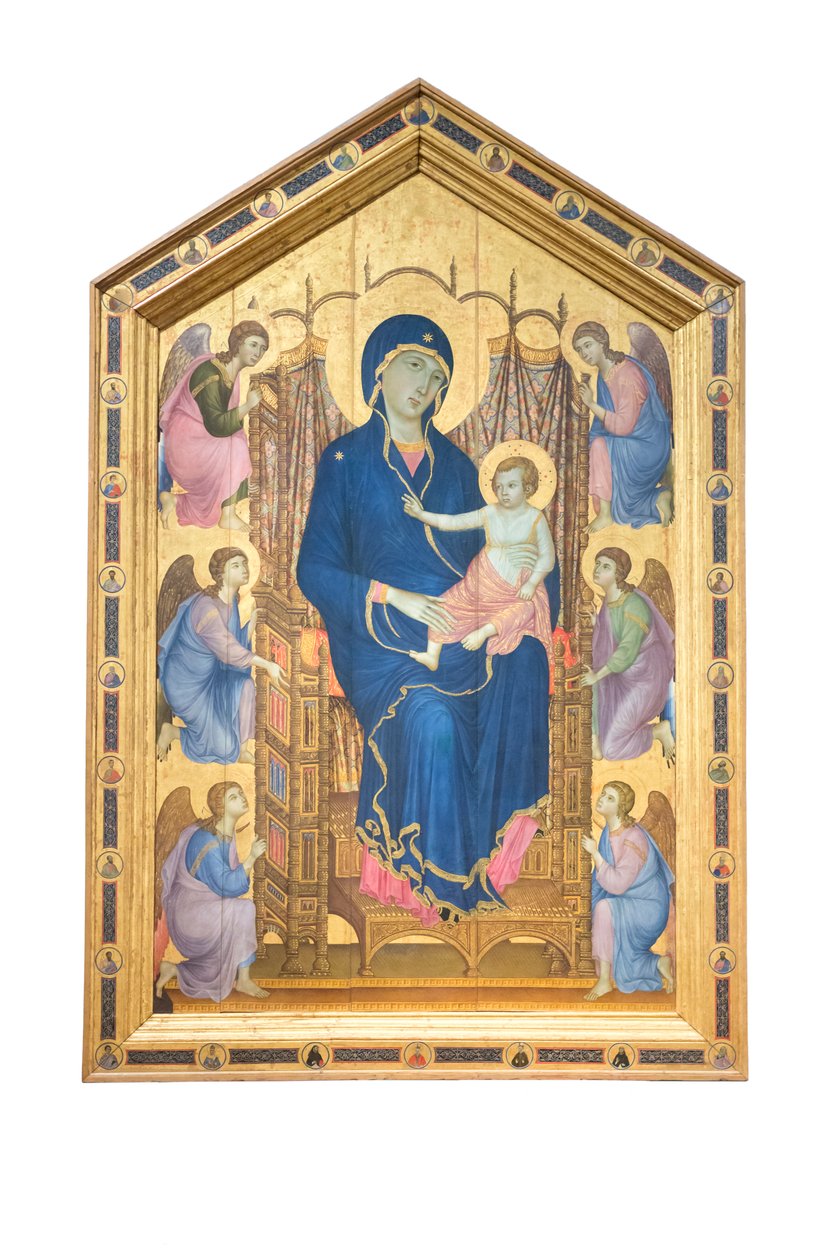 Madonna en Kind op de troon met engelen door Duccio di Buoninsegna