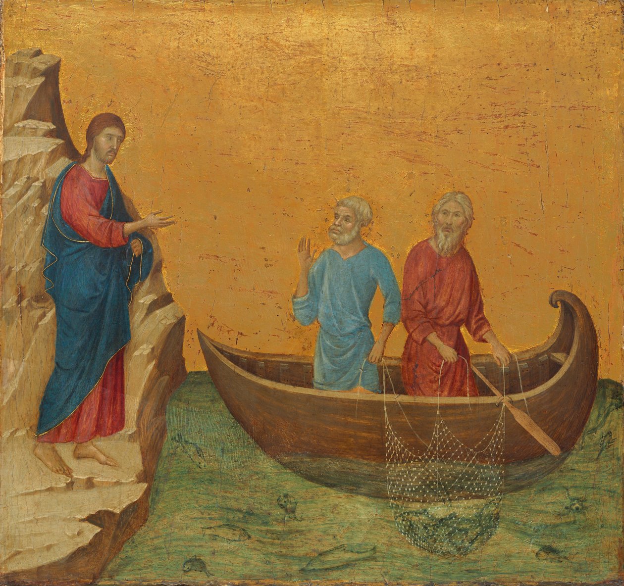 De Roeping van de Apostelen Petrus en Andreas, 1308-1311 door Duccio di Buoninsegna