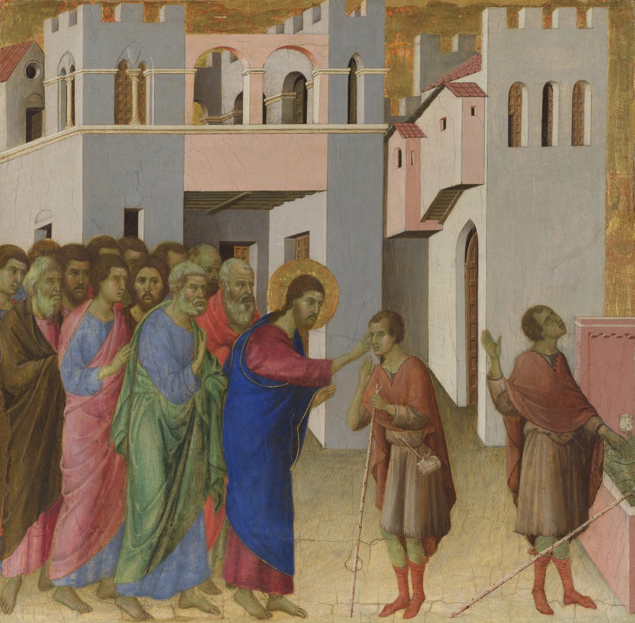 De genezing van de blindgeborene, ca. 1308-1311 door Duccio di Buoninsegna