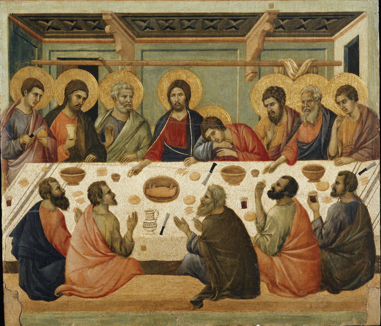 Het Laatste Avondmaal (achterkant van het Maesta altaarstuk) door Duccio di Buoninsegna