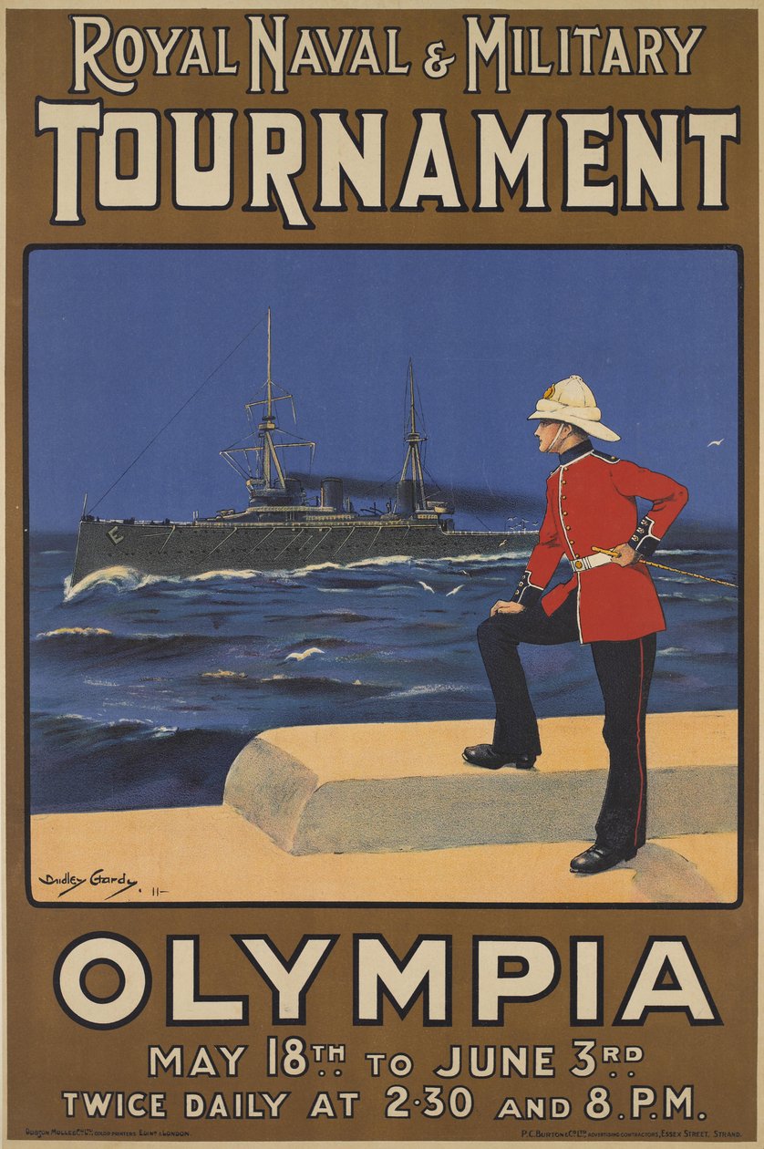 Poster voor het Koninklijk Marine- en Militaire Toernooi, 1910 door Dudley Hardy