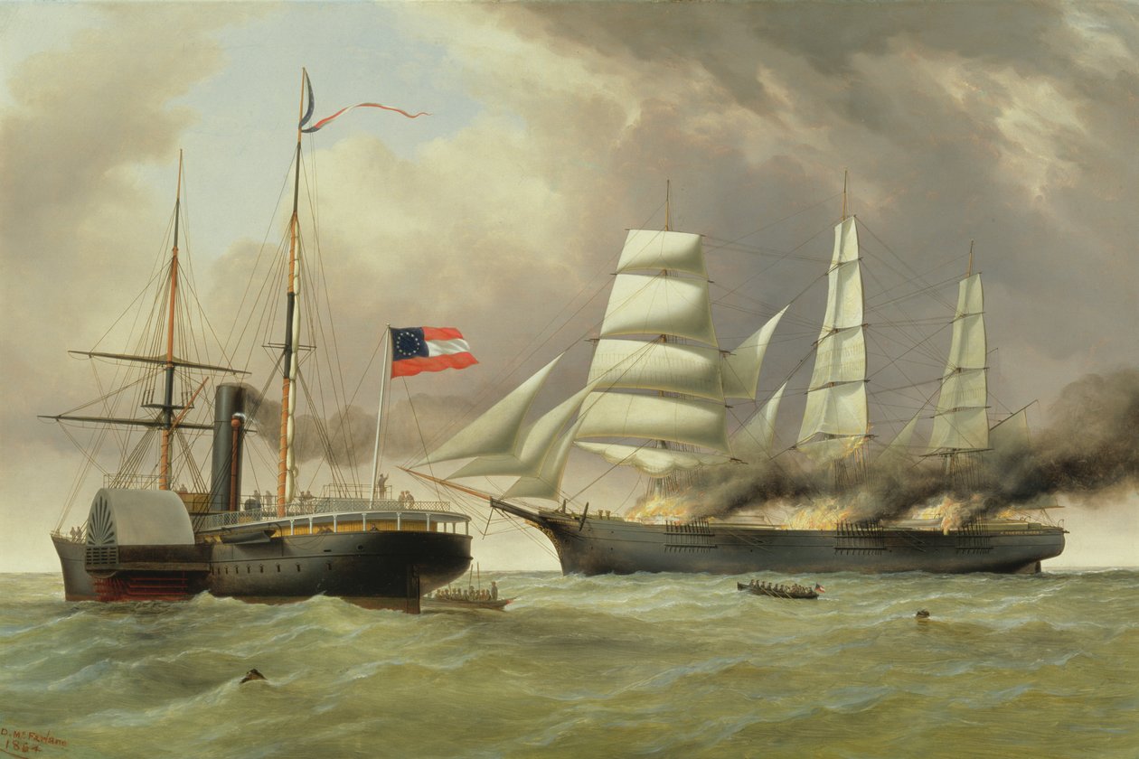 C.S.S. Nashville verovert en verbrandt de Engelse koopvaarder 