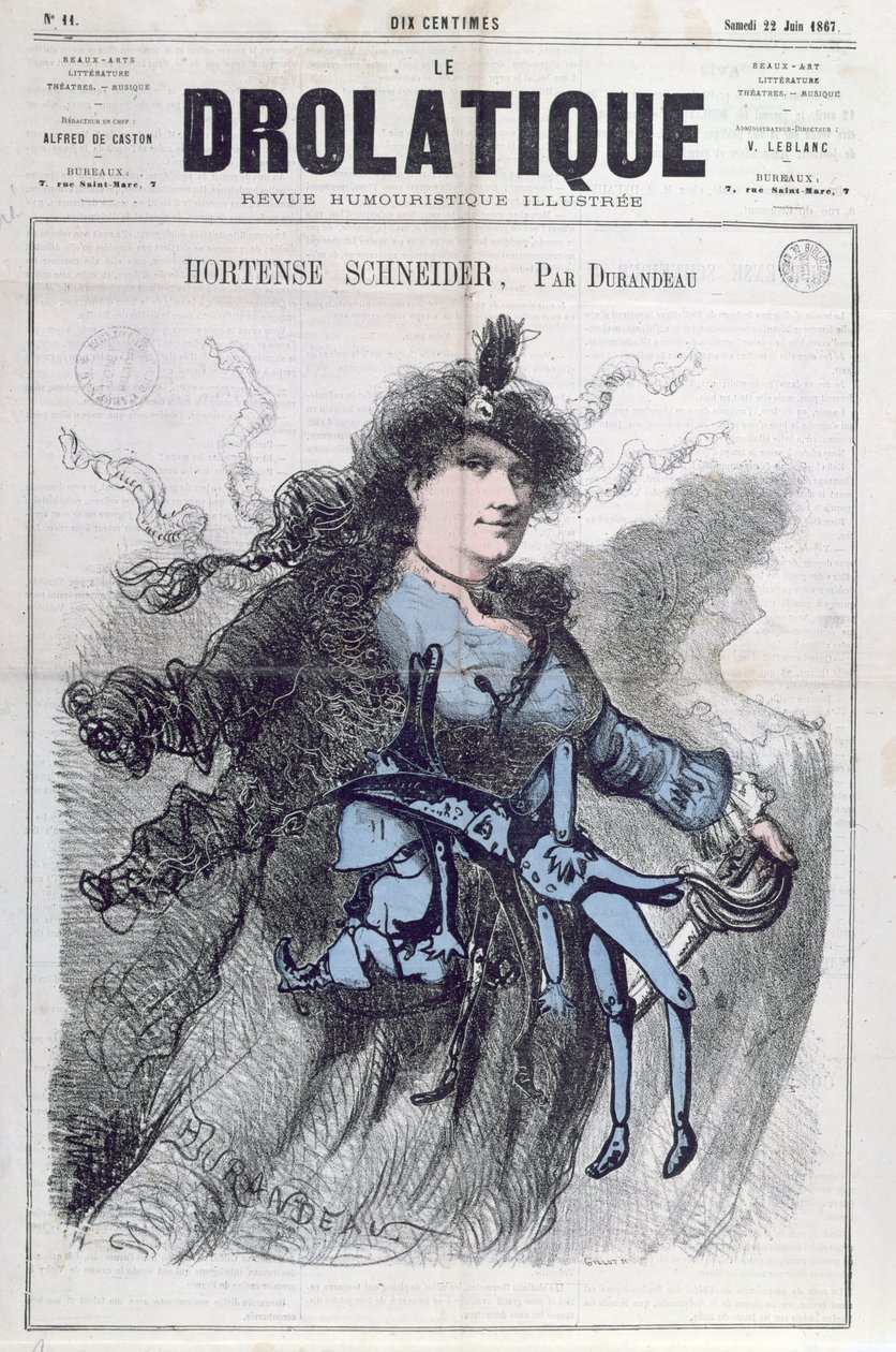 Karikatuur van Hortense Schneider (1833-1920) van de voorpagina van 