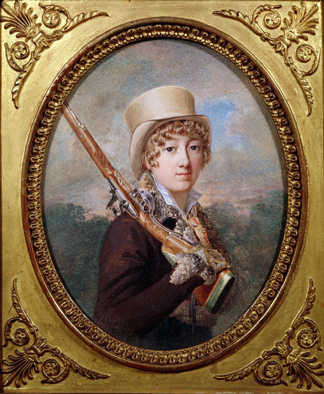 Natalie de Laborde de Mereville, Comtesse Charles de Noailles, in het park van Mereville, ca. 1805 door Dutailly