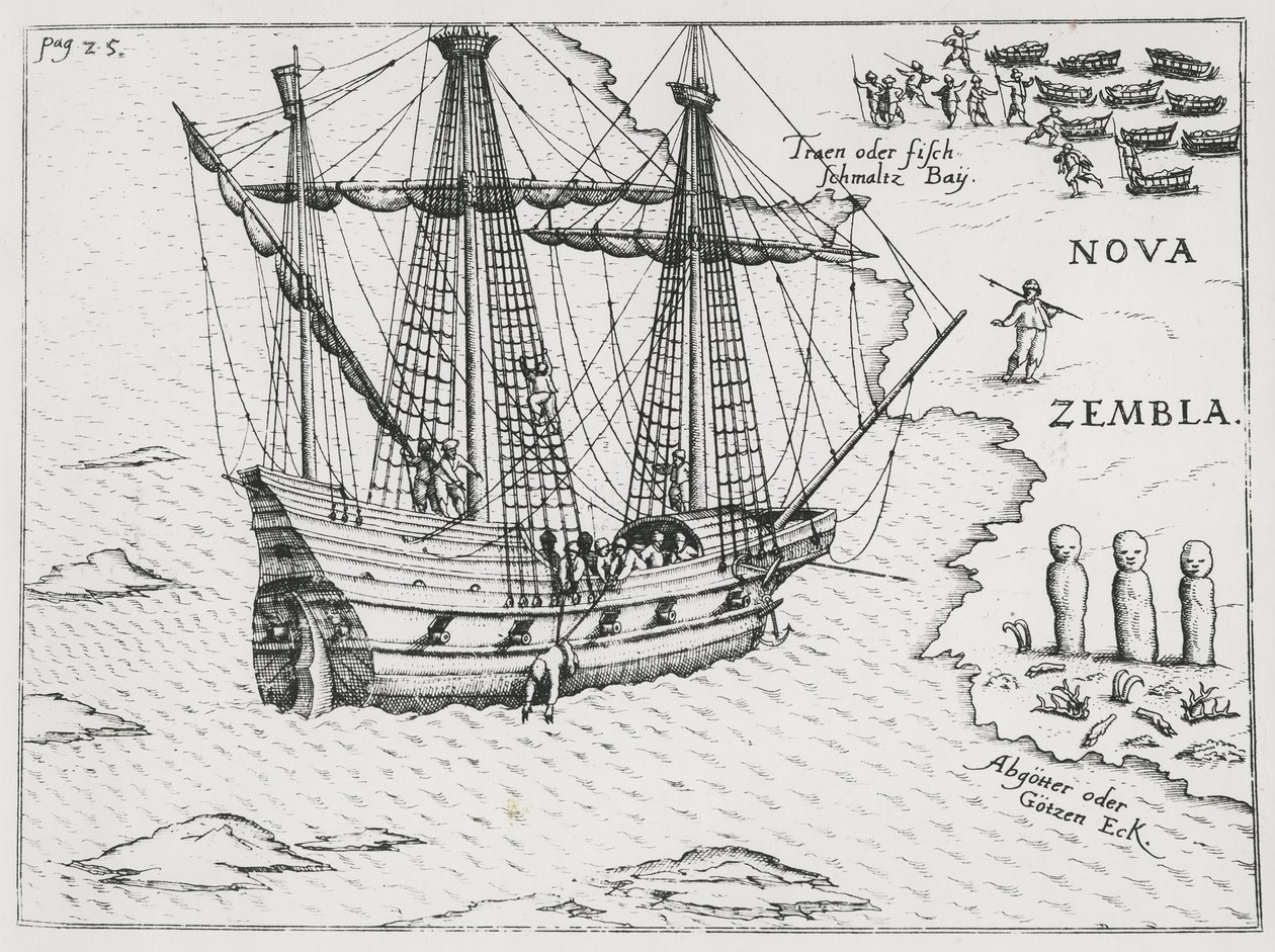 Barents schip bij Nova Zembla, 1598 door Dutch School