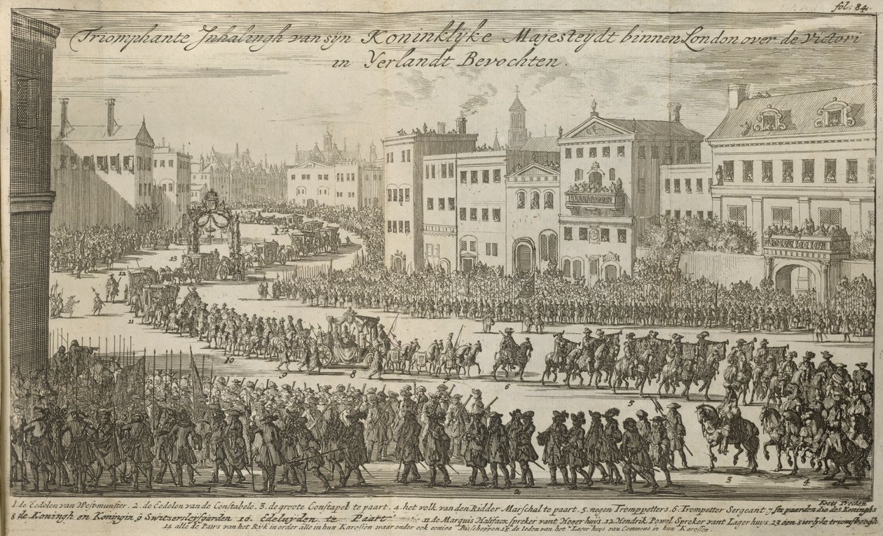 Een processie voor Koning Willem III door Dutch School