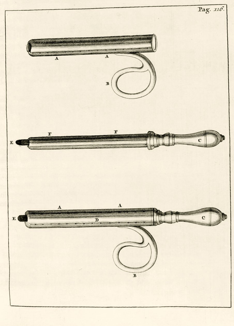 Een assortiment van abces spuiten, uit Exercitationes Practicae circa Medendi Methodum door Frederik Dekkers, 1694 door Dutch School